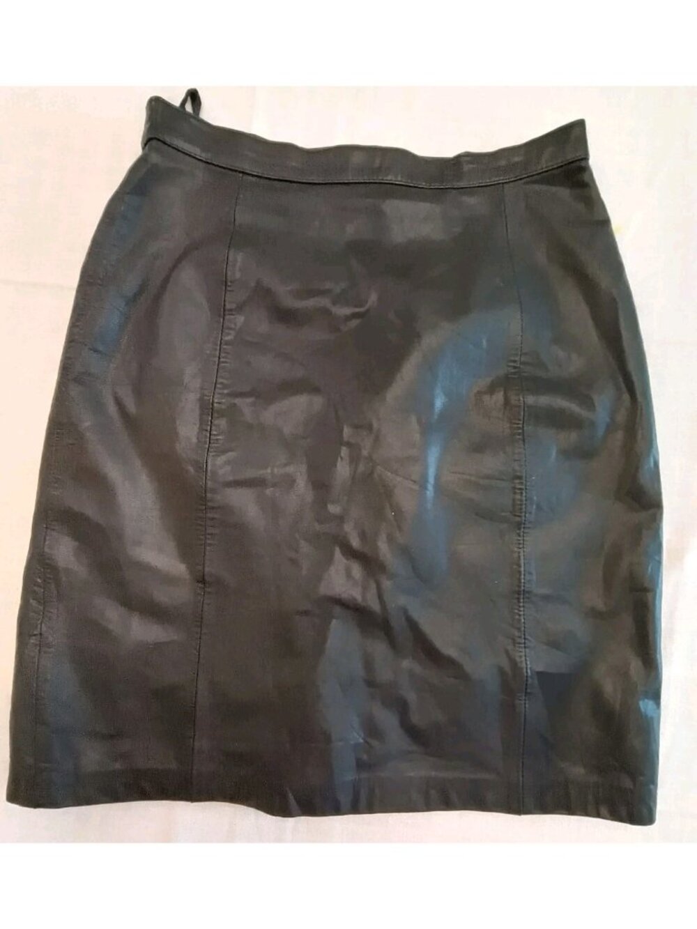 Vintage Express Compagnie International Skirt Women Black 100% Leather Sz 13/14